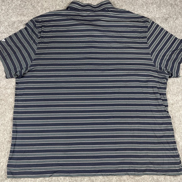 Fabletics Shirt Mens 3XL Navy Blue Gray Stretch Striped Polo‎ Casual Golf - Picture 7 of 11